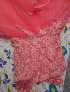 Pink Tulle Ruffled Gown