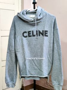 Celine Loose Hoodie in cotton fleece with a studd