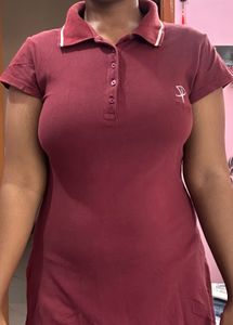 Maroon Collared T-Shirt - Size Medium