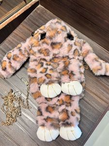 Pink Leopard Faux Fur Crossbody Bag