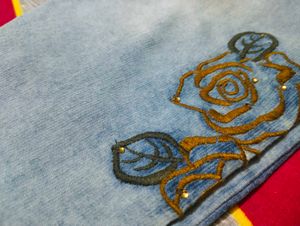 Embroidered Floral Denim Jeans