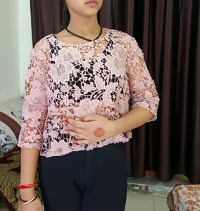 Peach Net Top