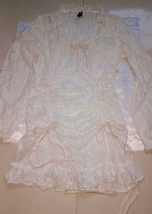 Lace Mini Mesh Dress with Bow Details