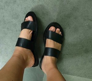 H&amp;M Black Leather Sandals
