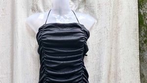 207. Black Ruched Bodycon Dress