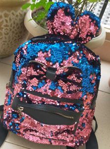 Sequin Backpack with Ears & Bow