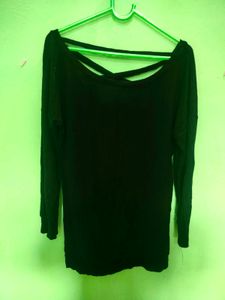 Denim Jacket & Back Style Black Top(Combo)