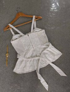 Eyelet Tie-Waist Tank Top