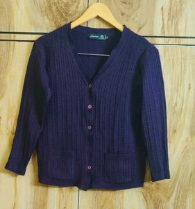 Purple Knit Cardigan size-36