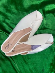 Elegant White Mule Slides