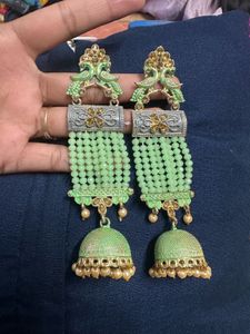 Unique Long Earring Light Green Colour