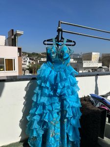 Turquoise Ruffle Gown