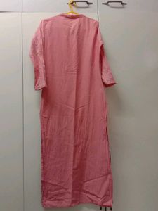Pink Embroidered Cotton Kurti