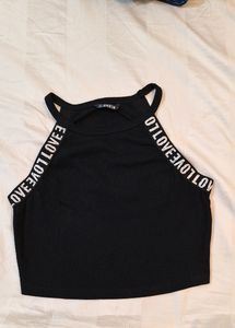 Shein Black Love Crop Top