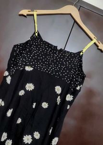 Black ⚫Floral Print Midi Dress For 34 Bust