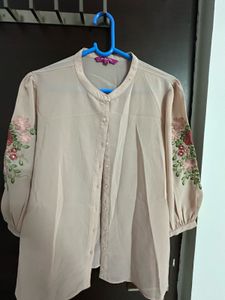 Embroidered Sleeve Top