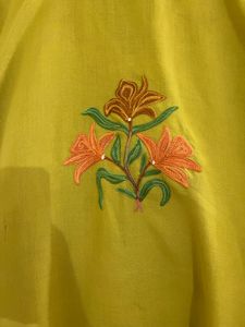 Kashmiri Embroidered Yellow Kaftan