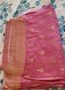 Pink Reshami Saree With Blouse