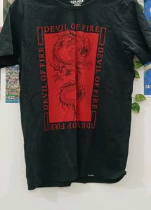 T Shirt With Printed Dragon