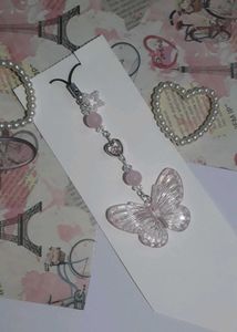 Pink Butterfly Phone Charm