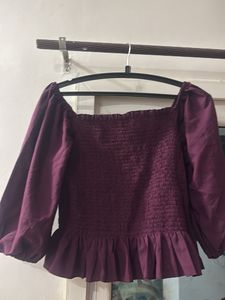Chic Purple Smocked Blouse