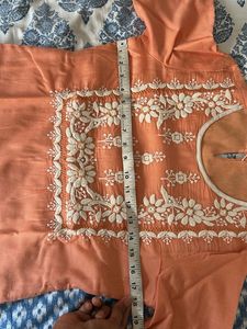 Peach Embroidered Kurti