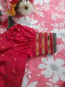 Elegant Rani Pink Saree with Embellishments
