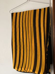 Yellow And Black Strips Saree