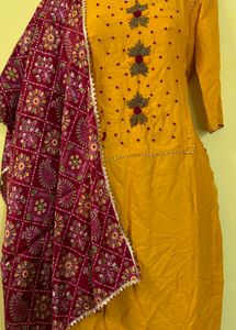 Yellow Embroidered Kurta Set