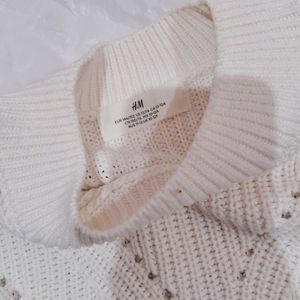 H&amp;M White Pullover Sweater