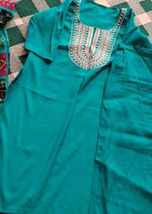 Teal Embroidered Kurta Set