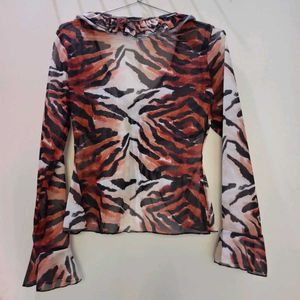 Animal Print Sheer Top