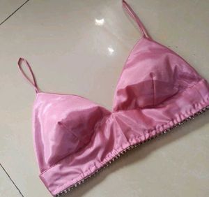 Pink Satin Bralette Blouse