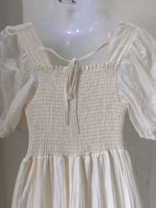 White Puff Sleeve Dress(No Return)