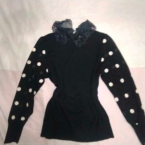 Chic Polka Dot Top (ribbed)