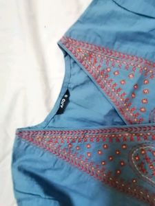 Blue unused angrakha kurtha with pockets