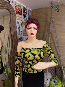 Banana Print Smocked Top