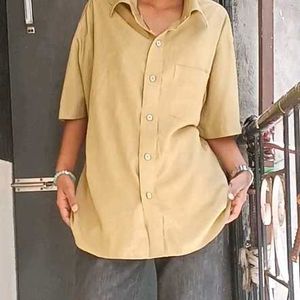 Tan Button-Up Short Sleeve Shirt