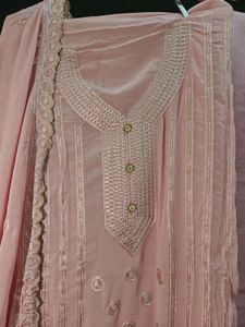 Pink Unstitched Dress Material