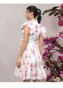 Floral Print White Dress