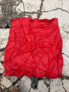 Faux leather paperbag skirt from river island