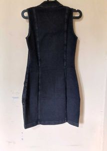 Black Denim Sleeveless Mini Dress