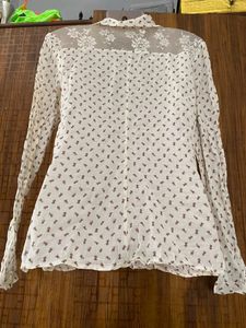 White Printed Cotton Shirt SALE😍SALE