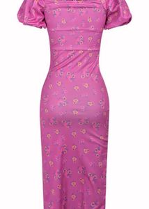 Pink Floral Midi Dress Combo