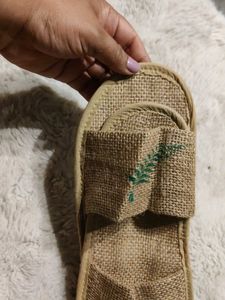 Fern Print Jute Slippers