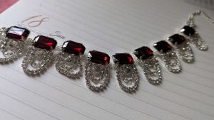 Red Jewel Silver Chain Necklace