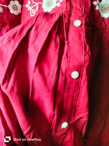 Maroon Embroidered Midi Dress