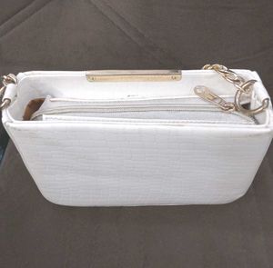Chic White Handbag Solid Pattern
