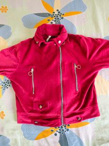 Cherry Red 🍒 Velour Biker Jacket ♥️