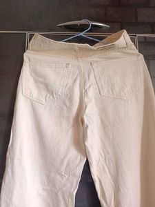 Beige Straight Leg Jeans